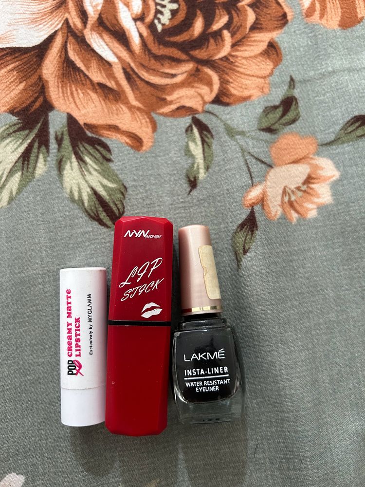 2 Lipsticks And Lakme Eyeliner