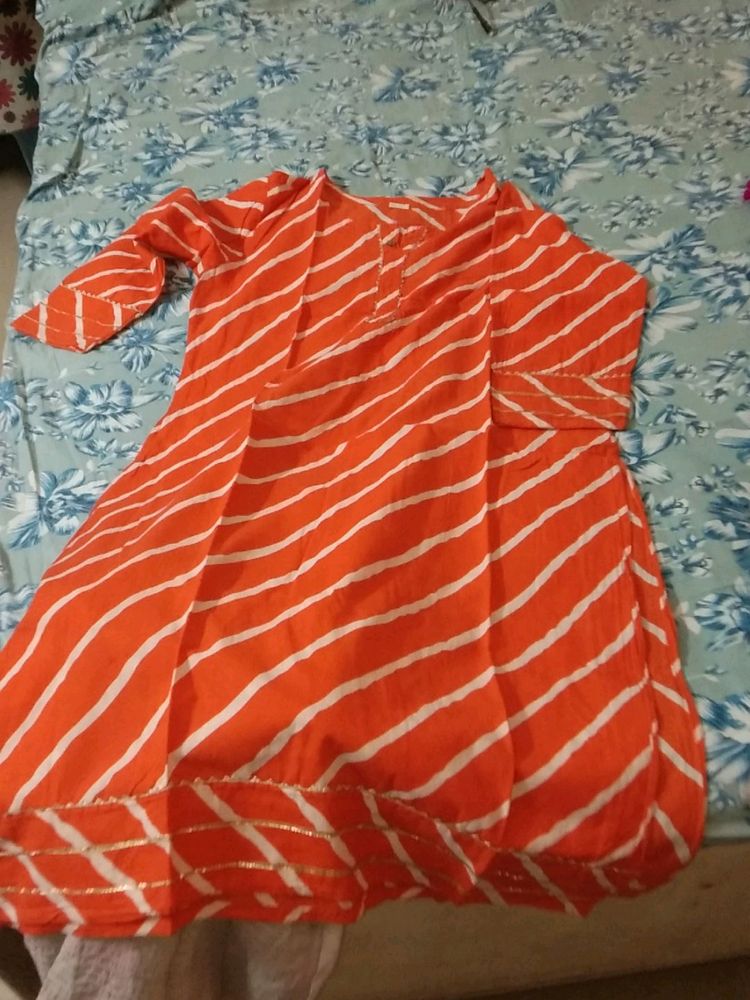 Orange Lehriya Kurti Like New