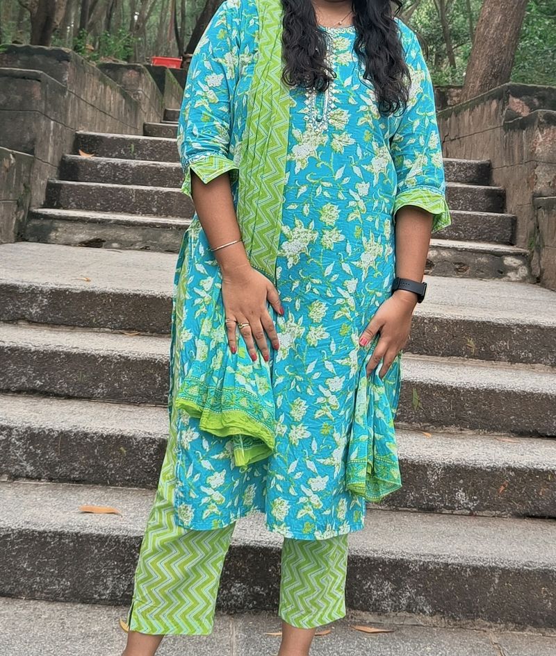 Cotton Dress With Pant And Dupatta