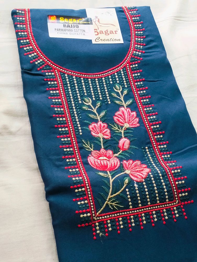 Cotton Embroidery Suit With Dupatta Sagar Creation