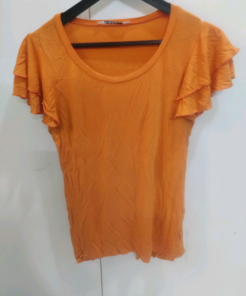 Orange Bell Sleeves Top