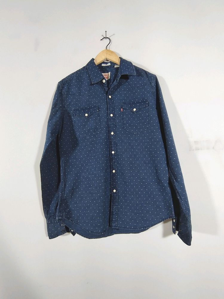 Navy Blue Printed Shirt (Men's)