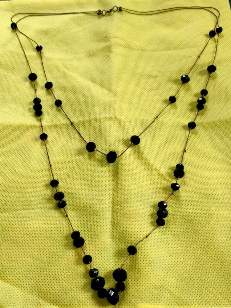 2 Layer Black Stone Necklace