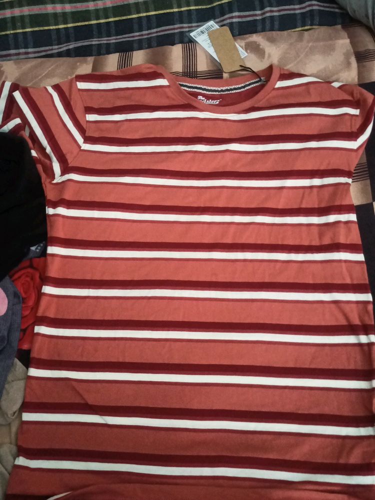 It's A Roadster T Shirt Rust Colored Striped