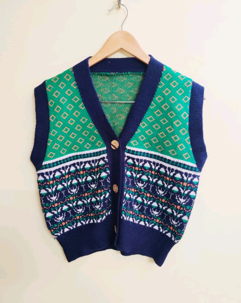 Green & Black Half Sweater Size-38-40