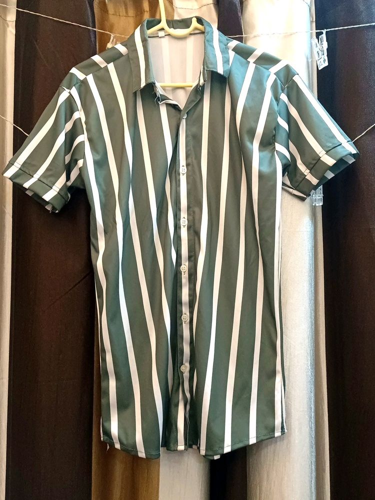 Strip Green And White Shirt