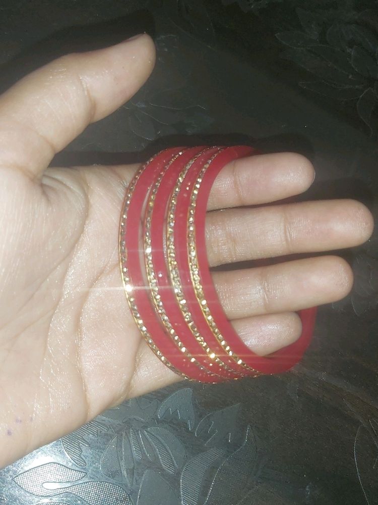 Red With Golden Stone Bangal