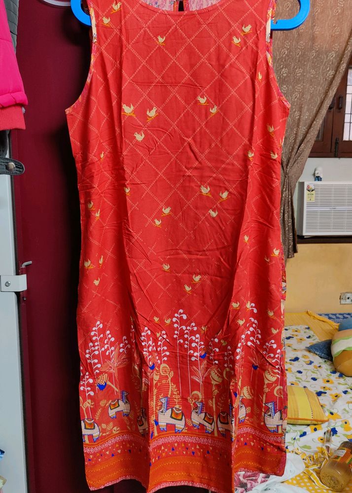 global desi, sleeveless kurta rayon size L