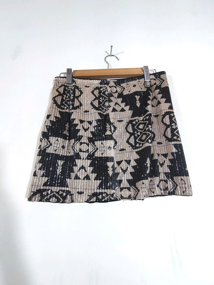 Black And Beige Sequence Skirt (Women's)