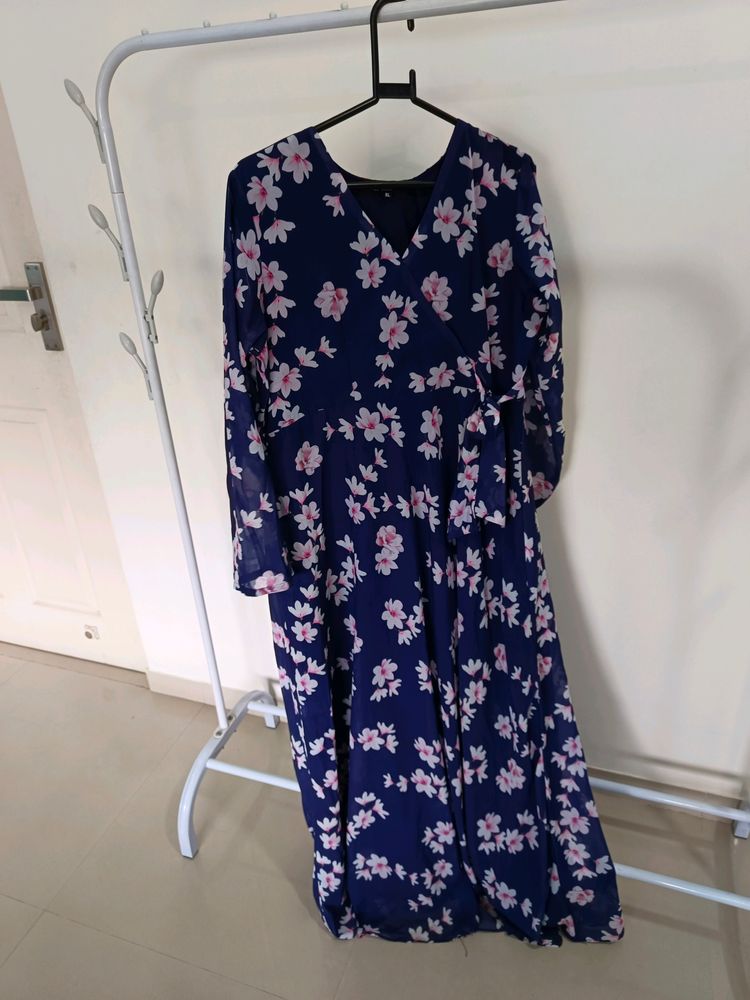 Floral Navy Blue Maxi Dress