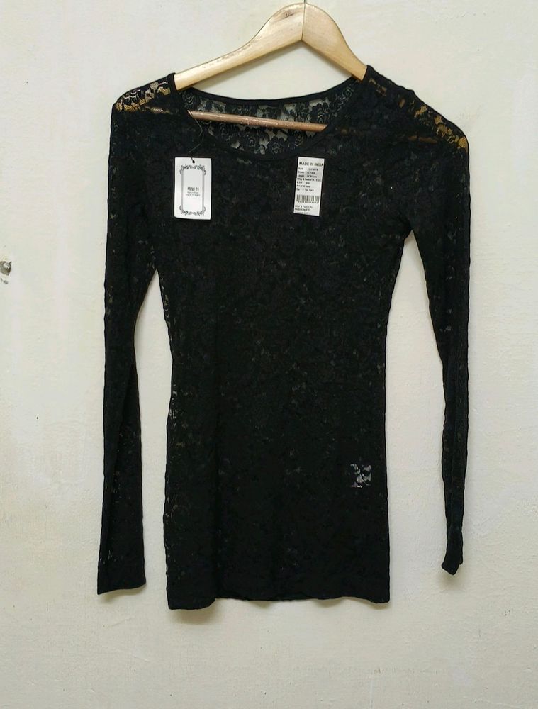 Trendy New Black Sheer Top For Women