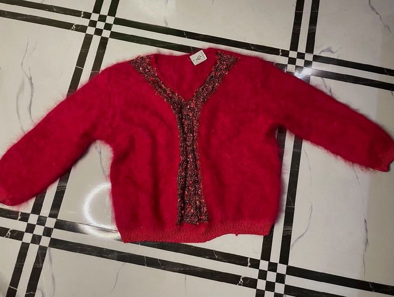 Cute Red Furr Sweater