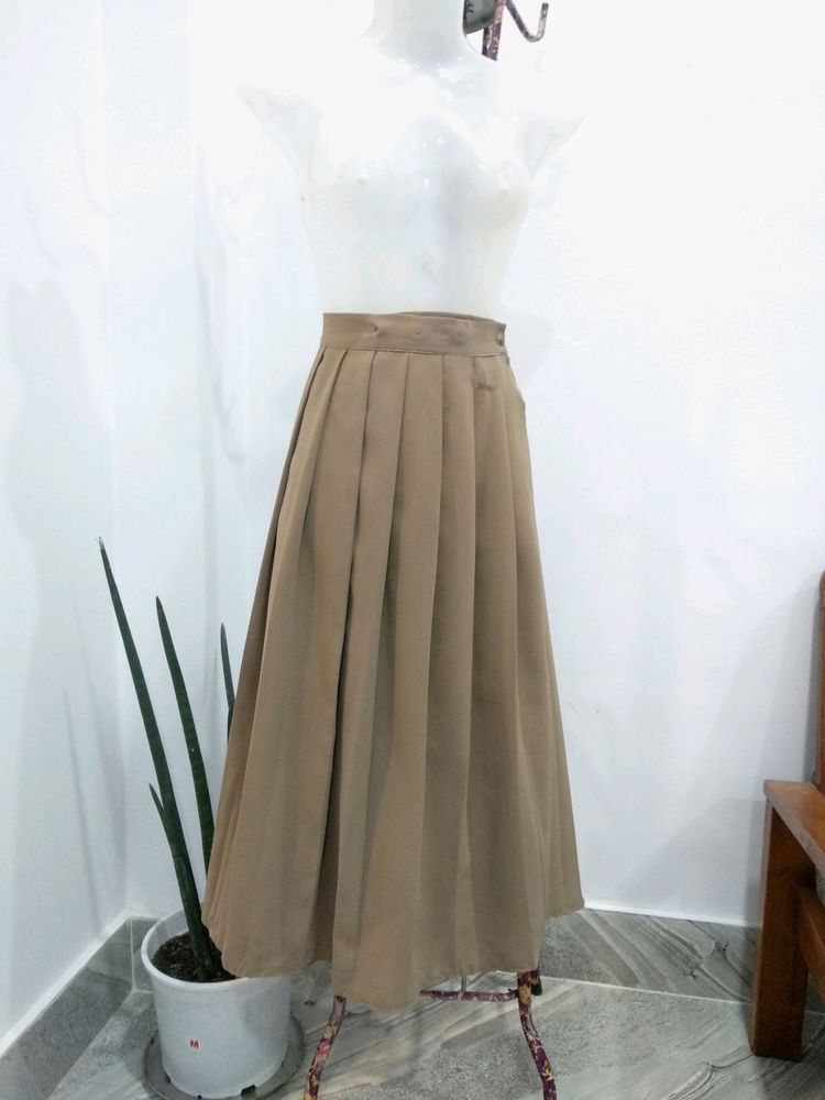 Korean Pleated Midi Wrap Around Skirt