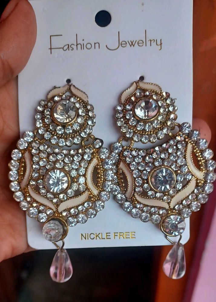 Silver Diamond Earrings (Artificial) 💎