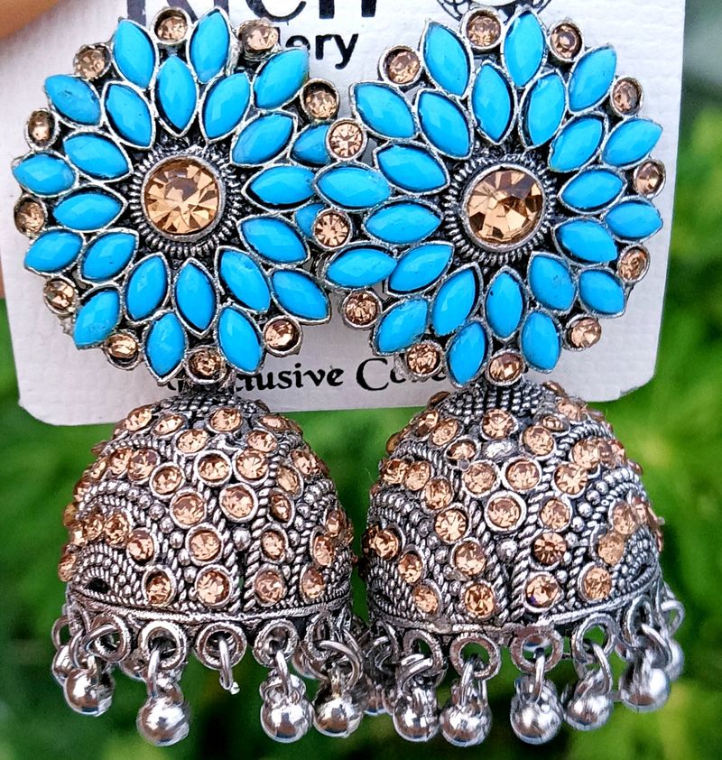 Earrings for women fashion jhumka oxidised Silver