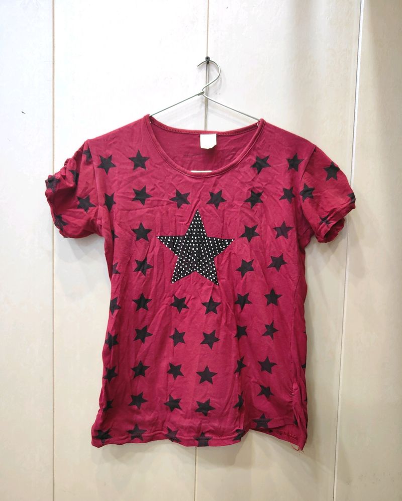 Red Star Printed Tshirt (Women)