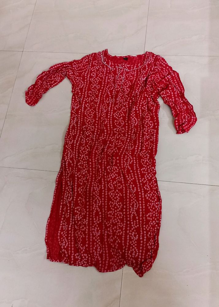 New Red Colour Cotton Kurti ❤️