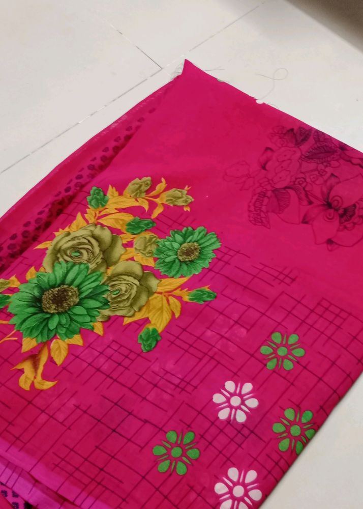 Pink Colour Flower Design Sari