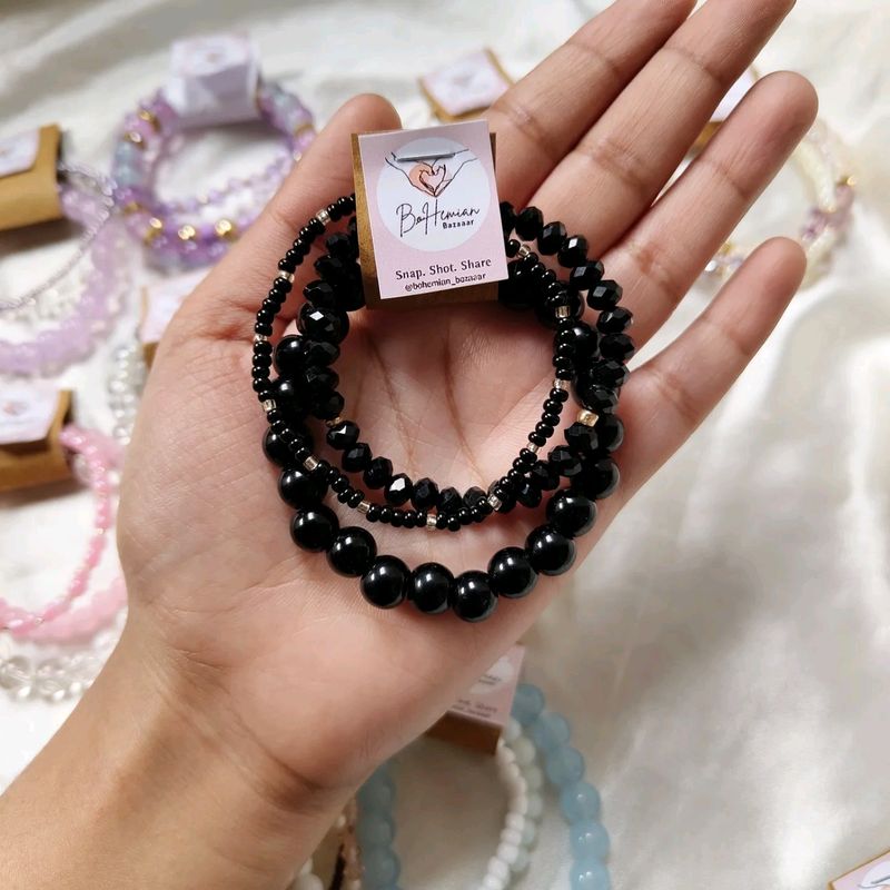 Black Bracelet Stack