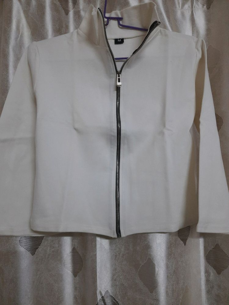 White Crop Jacket In New Condition