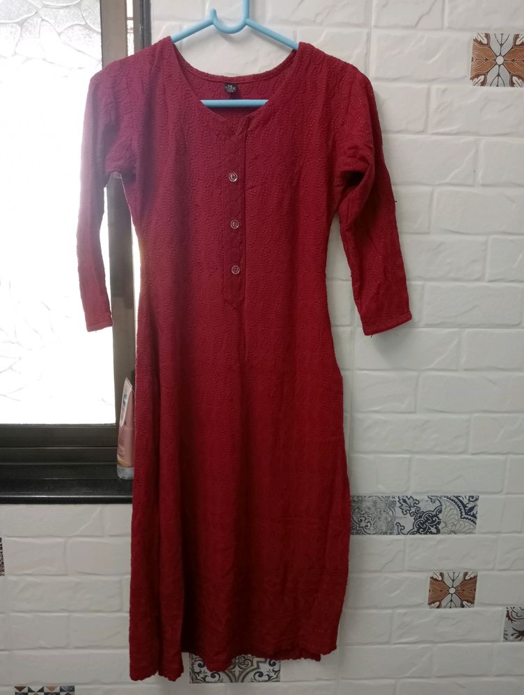 Red Body fitting Kurti ♥️