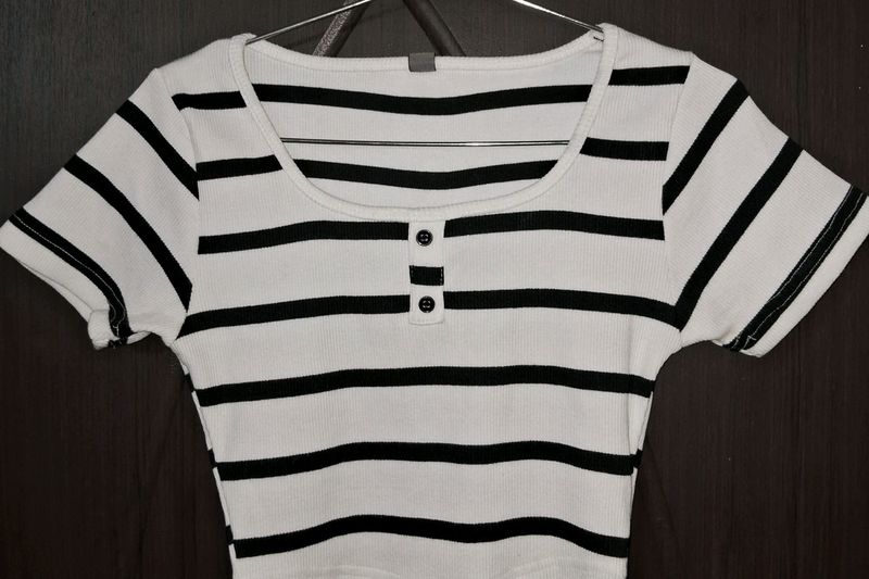 Stripped White Crop Top