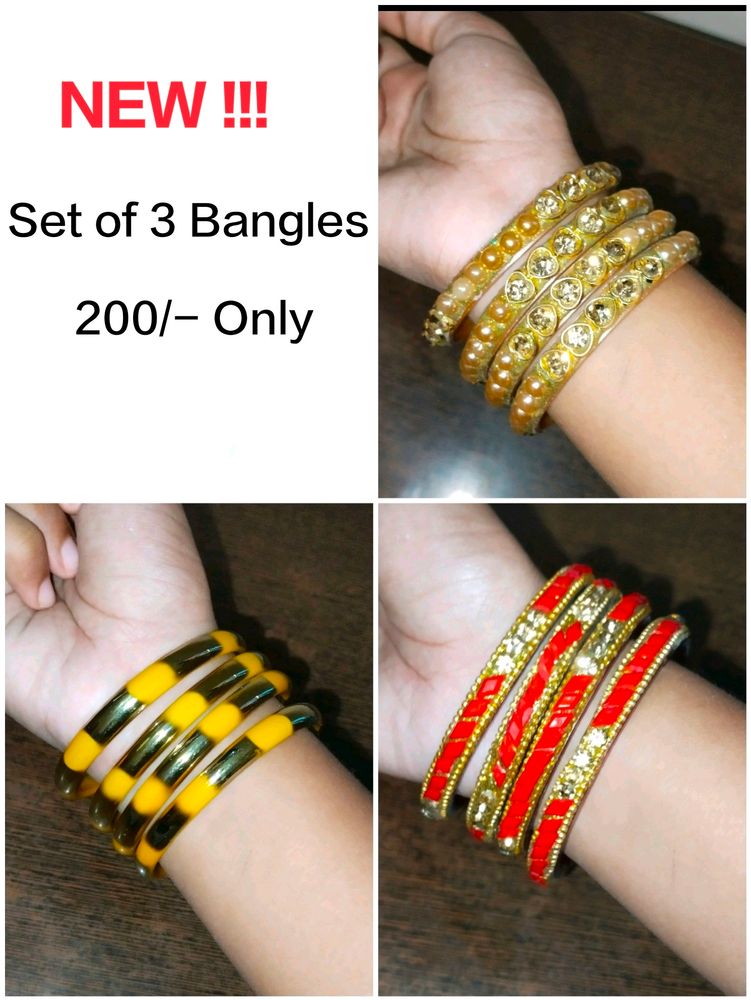 Set Of 3 Beautiful Bangles ✨ With Freebie 🎁