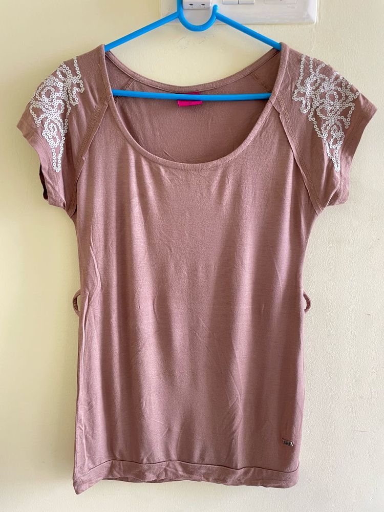 Mauve Earth Brown Stretchable Tshirt