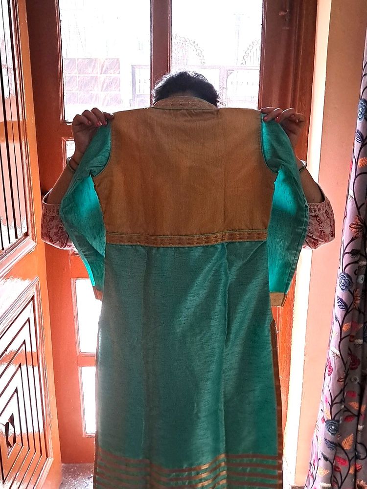 A- Line Sea Green Party Wear Kurta