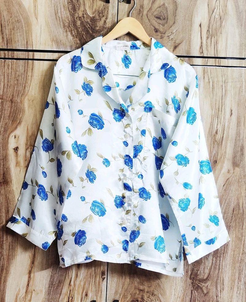 Off White Floral Shirt Size-38-40