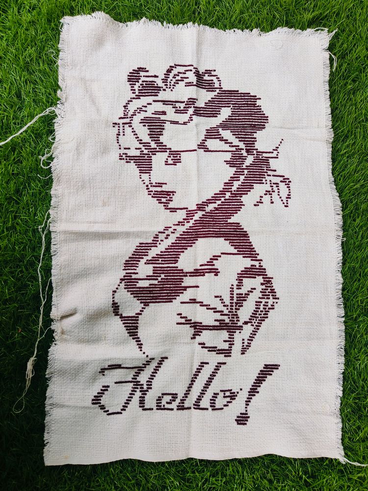 Handmade Knitted Decor Cloth With text HELLO !