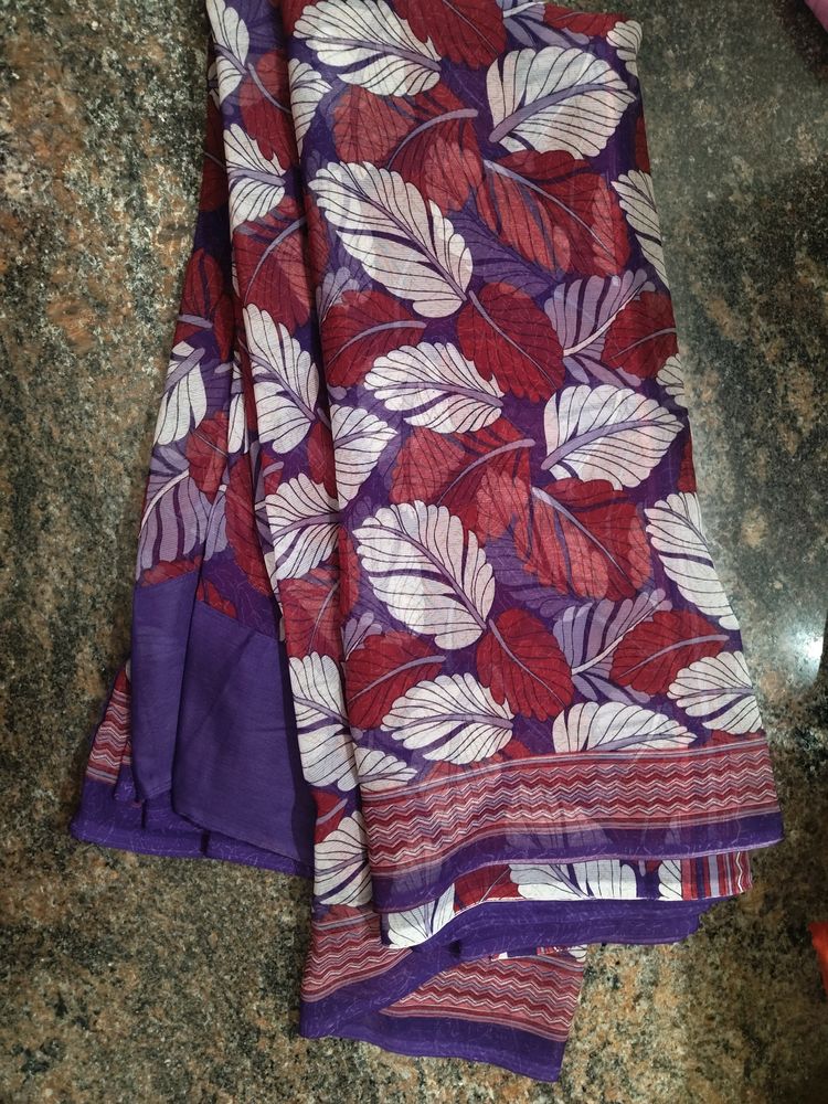 Purple And Red Saree