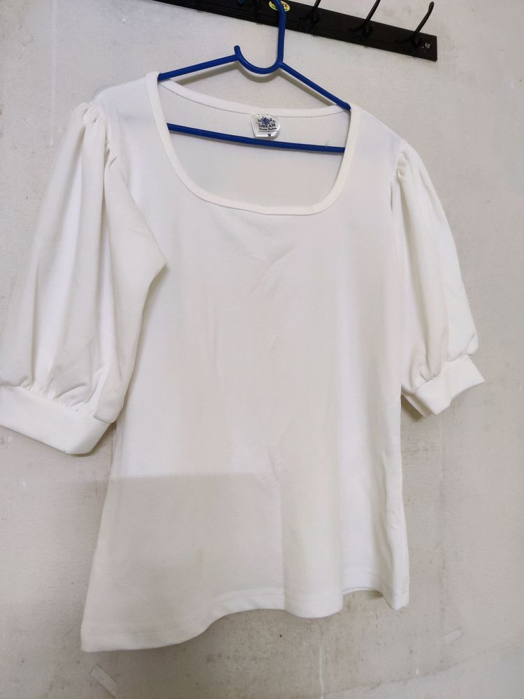 Dream Beauty Fadhion White Square Neck Top