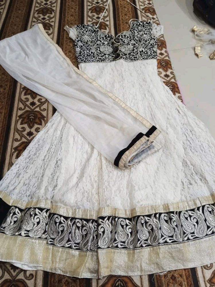 White Anarkali Suit