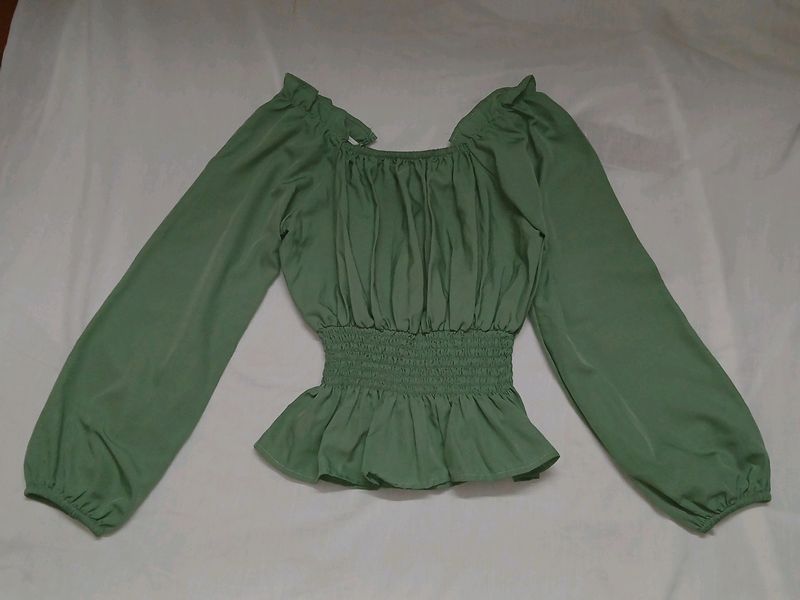 Basil Green Crop Top