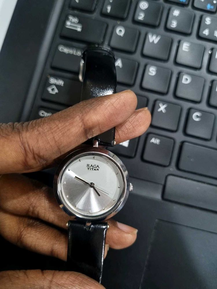 Silver Dial Leather Strap Raga Titan