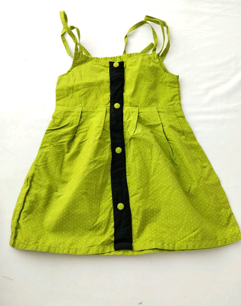 Green Printed Cotton Dress (Girls)