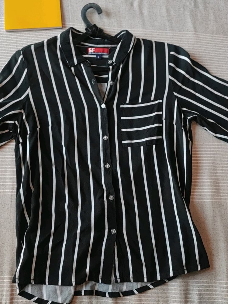 Women Striped Formal Button Down Shirt