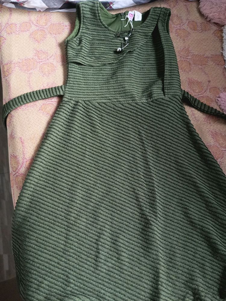 A Pretty Green Strip Dress