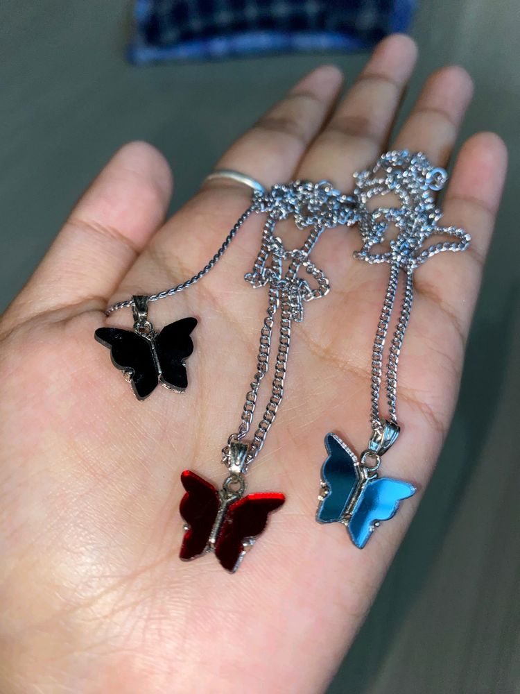 Combo 3 Sets Of Butterfly Necklaces.