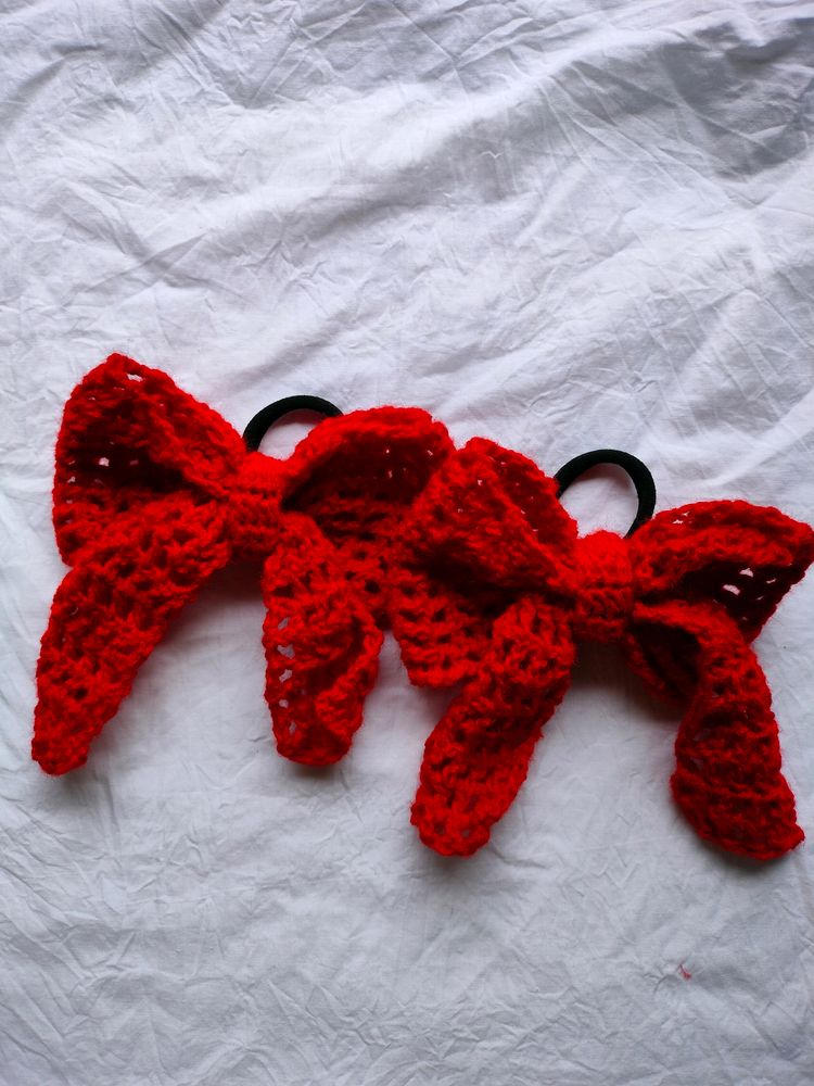 Hand Made Crochet Beautiful Bow Hair Ties