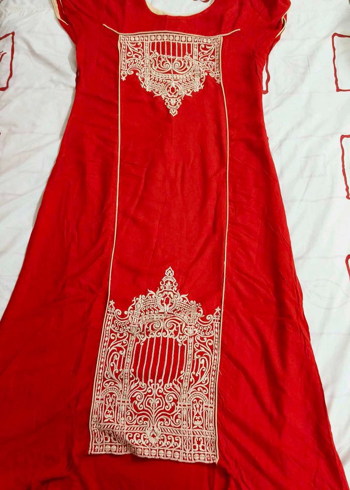 Kurti Red Coloured For Women Cozy Daily Wear