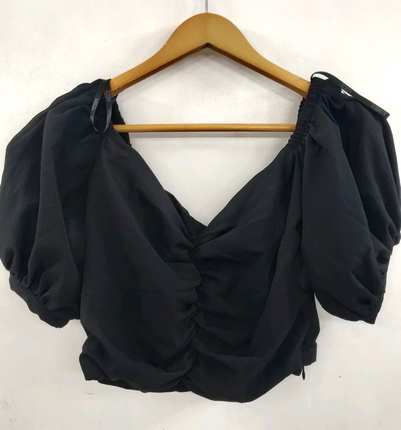 MAGRE BLACK PUFF SLEEVES TOP