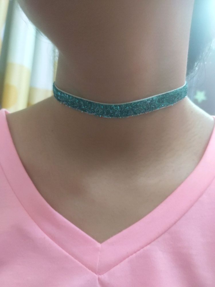 NEW Handmade Glitter Blue Choker