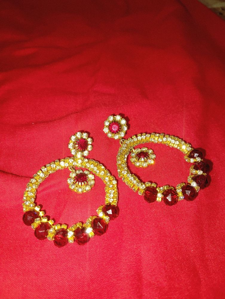 Karwachauth Red Golden Earrings ❤️💛