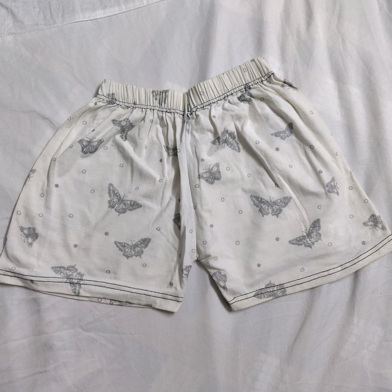 Aesthetic White Butterfly Pattern Short.