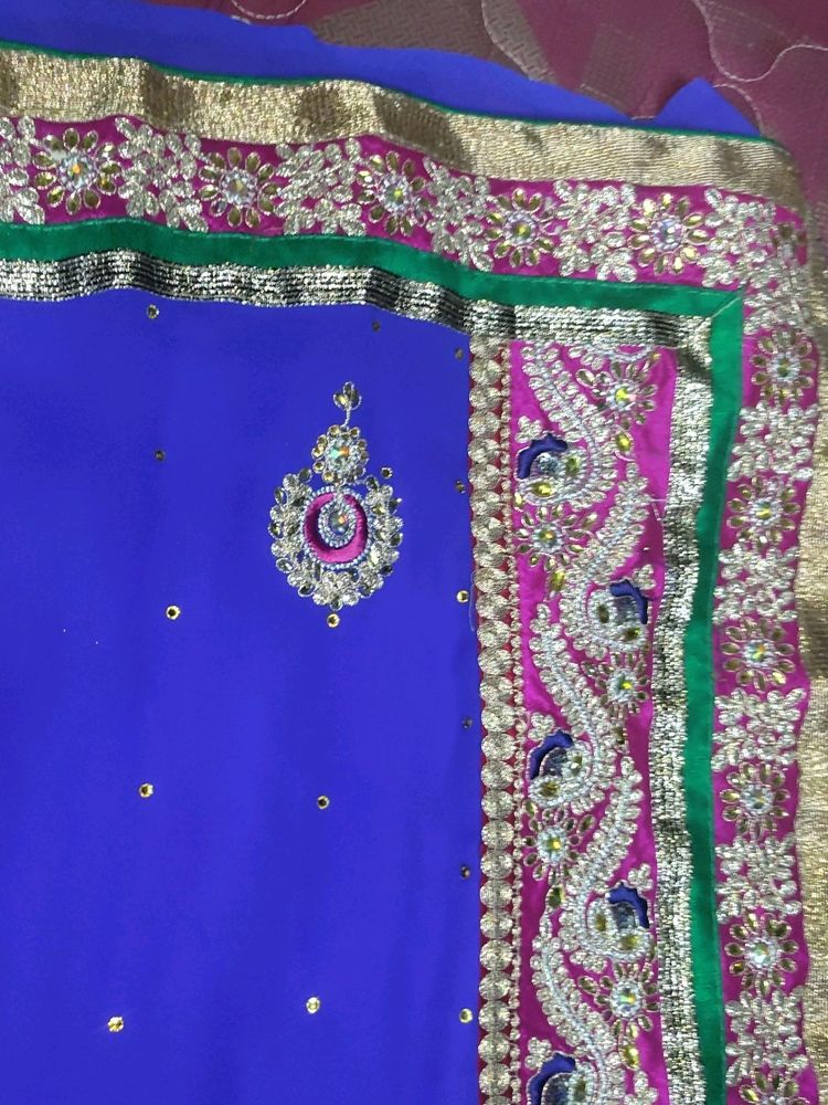 Beautiful Blue Colour Party wear Saree