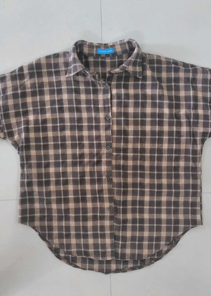 Cherry AKA Japanese Brand Flannel Shirt In Brown