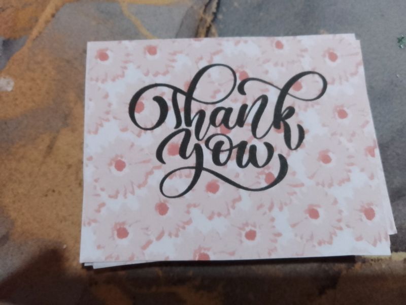 10 Piece  Of Pink Thank You Card