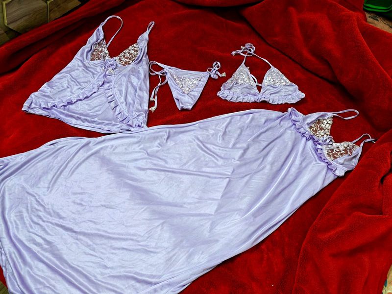 4 Piece Nighty Set